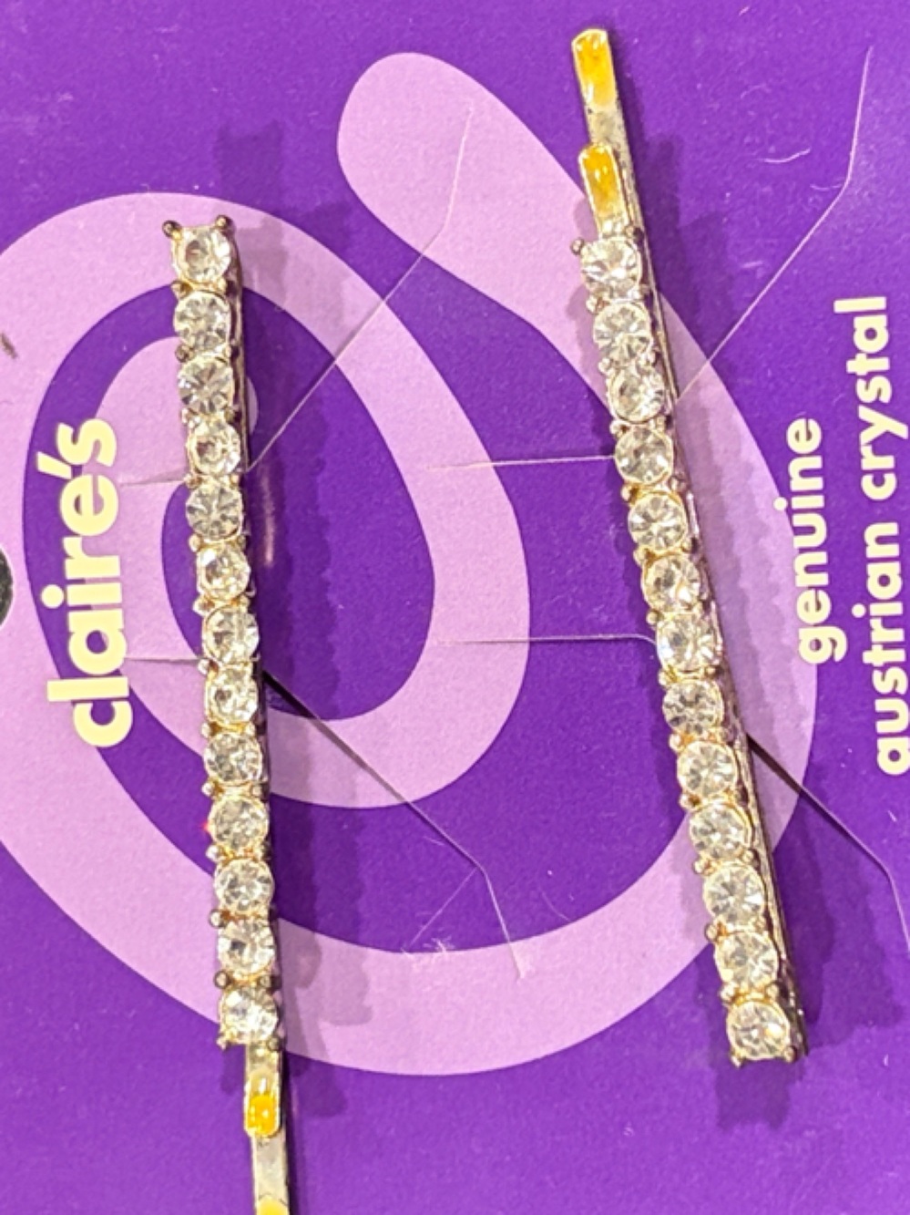 Claire's Gold-Tone Hair Pins with Clear Crystals